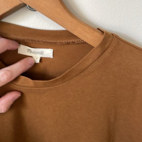 MADEWELL Brown Drop-Shoulder Bubble-Sleeve Tee Top Size Small - Picture 3 of 5